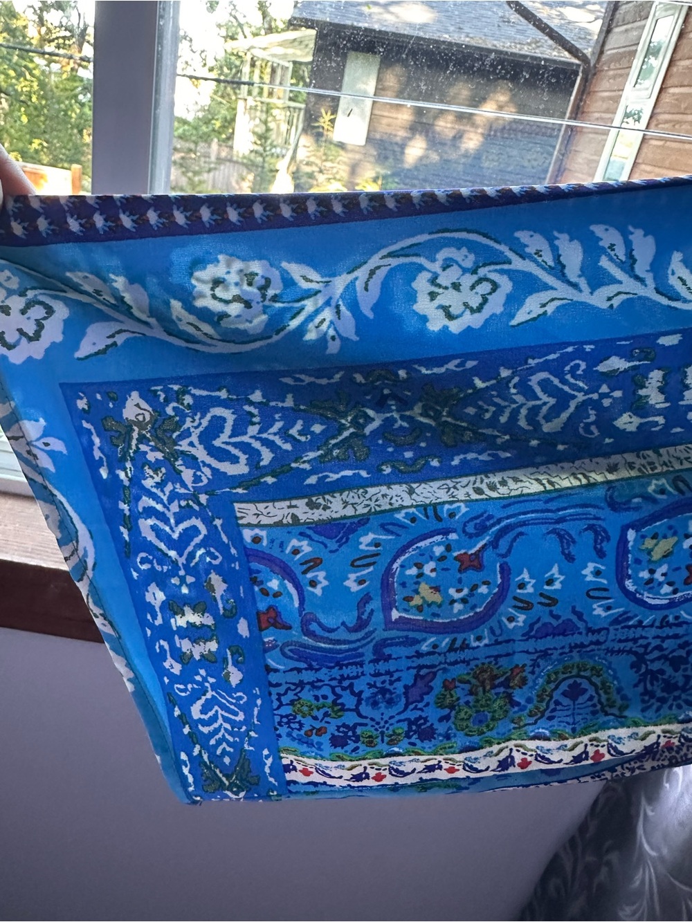 Blue Paisley Wrap Blouse - Picture 8 of 9